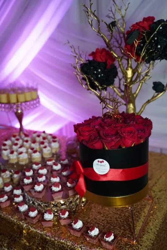 Ruby floral celebration detail