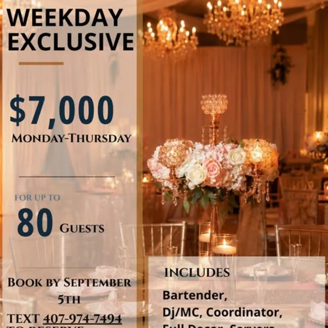 Nencini Ballroom weekday exclusive celebration offer
